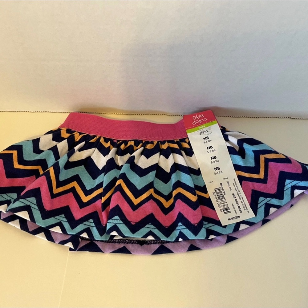Okie‎ Dokey NB Girls Skort Multi Colored Chevron Print